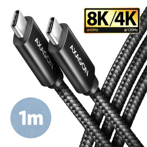 AXAGON BUCM432-CM10AB, NewGEN+ kabel USB-C <-> USB-C, 1m, USB4 Gen 3×2, PD 100W 5A, 8K HD, ALU, oplet, černý