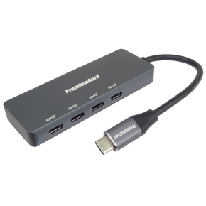 PREMIUMCORD Hub USB-C na 4x USB 3.2 Typ-C, 5G SuperSpeed, Aluminum