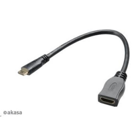 AKASA kabel  redukce HDMI mini na HDMI female, full HD, 25cm