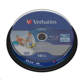 VERBATIM BD-R SL Datalife HTL (10-pack)Blu-Ray/Spindle/6x/25GB Wide Printable