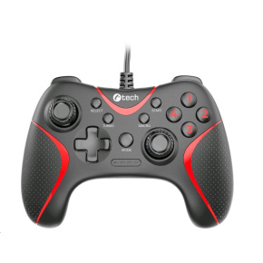 C-TECH gamepad Theon pro PC/PS3, 2 programovatelná makro tlačítka, 2x analog, X-input, vibrační, 1,8m kab