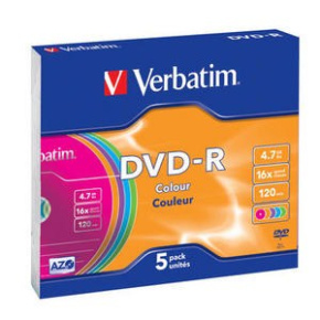 VERBATIM DVD-R(5-Pack)Slim/Colour/16x/4.7GB