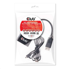 Club3D Video hub MST (Multi Stream Transport) DisplayPort na 2x DisplayPort, USB napájení