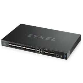 Zyxel XGS4600-32F L3 Managed Switch, 24x SFP, 4x RJ45/SFP, 4x 10G SFP+, stackable, dual PSU