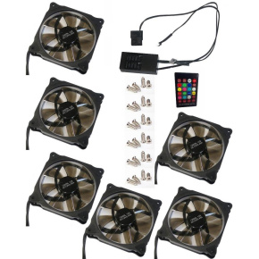 EUROCASE ventilátor RGB 120mm (Ring type), set 6ks + controller