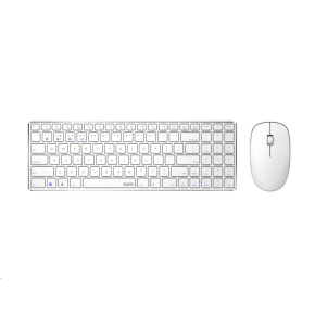 RAPOO set klávesnice a myš 9300M, bezdrátová, Multi-Mode Slim Mouse, Ultra-Slim Keyboard, bílá