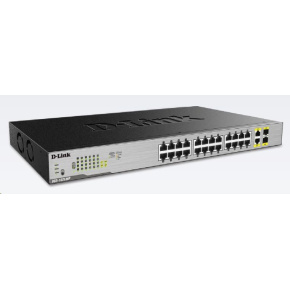 D-Link DGS-1026MP 26-Port Gigabit PoE Switch, 24x gigabit PoE RJ45, 2x gigabit RJ45/SFP, PoE budget 370W