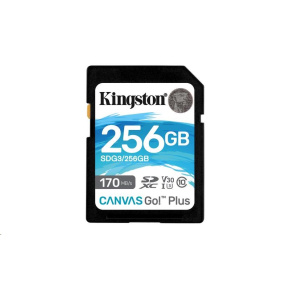 Kingston SDXC karta 256GB Canvas Go! Plus, R:170/W:90MB/s, Class 10, UHS-I, U3, V30