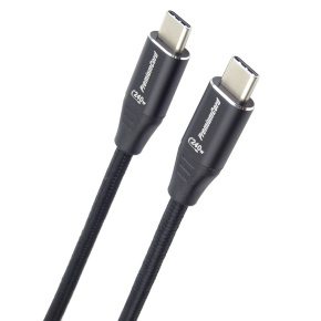 PREMIUMCORD Kabel USB-C M/M, 240W 480Mbps černý bavlněný oplet, 0,5m