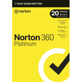 NORTON 360 PLATINUM 100GB +VPN 1 uživatel pro 20 zařízení na 1 rok ESD