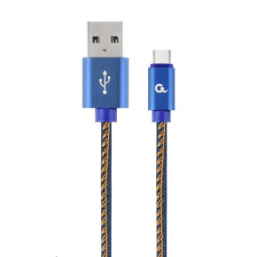 GEMBIRD Kabel USB 2.0 AM na Type-C kabel (AM/CM), 2m, opletený, jeans, blister, PREMIUM QUALITY