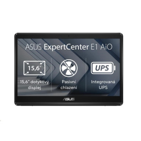 ASUS PC AiO ExpertCenter E1 (E1600WKAT-BA043M),N4500,15,6" FHD, 8GB,128GB SSD,Intel UHD,UPS,RS-232,No OS,Black