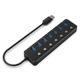 GEMBIRD hub, 7-port USB 3.1 (Gen 1) hub s vypínači